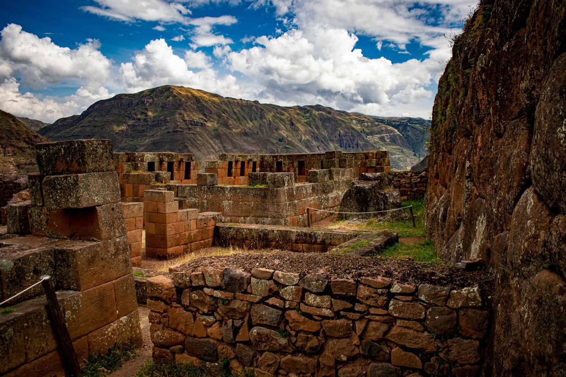 The Inca ruins of Pisac above the Sacred Valley