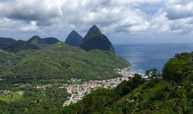 The Pitons above Soufrière, Saint Lucia