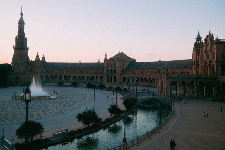 The Plaza de España in Seville at twilight