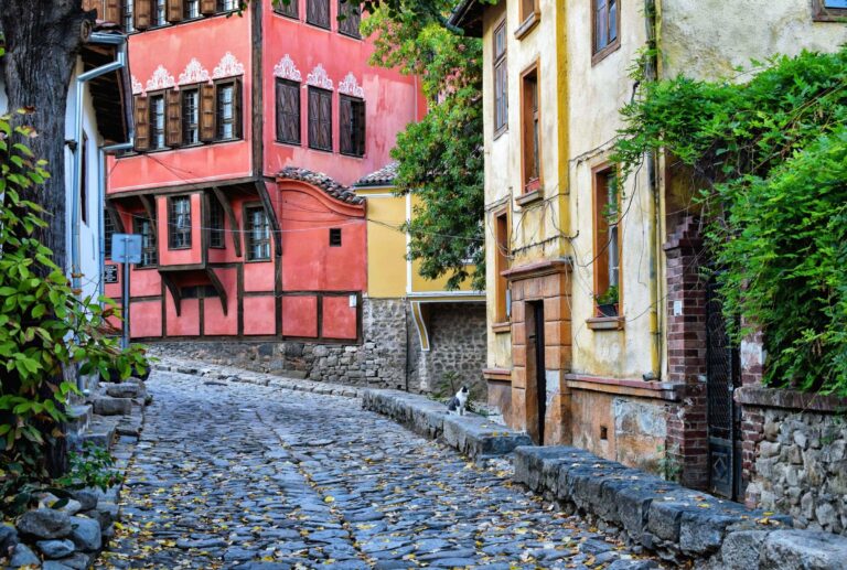 A cobbled street in Plovdiv