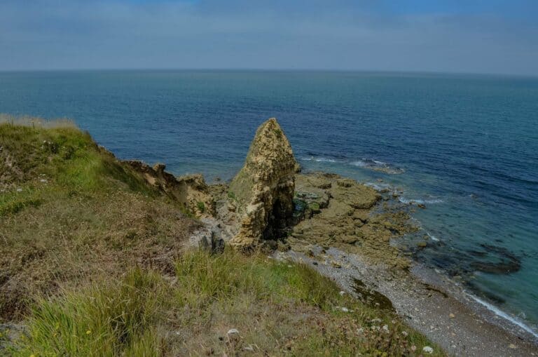 The cliffs of Pointe du Hoc in Normandy, France