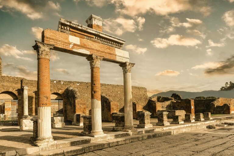 The ruins of the forum at Pompeii