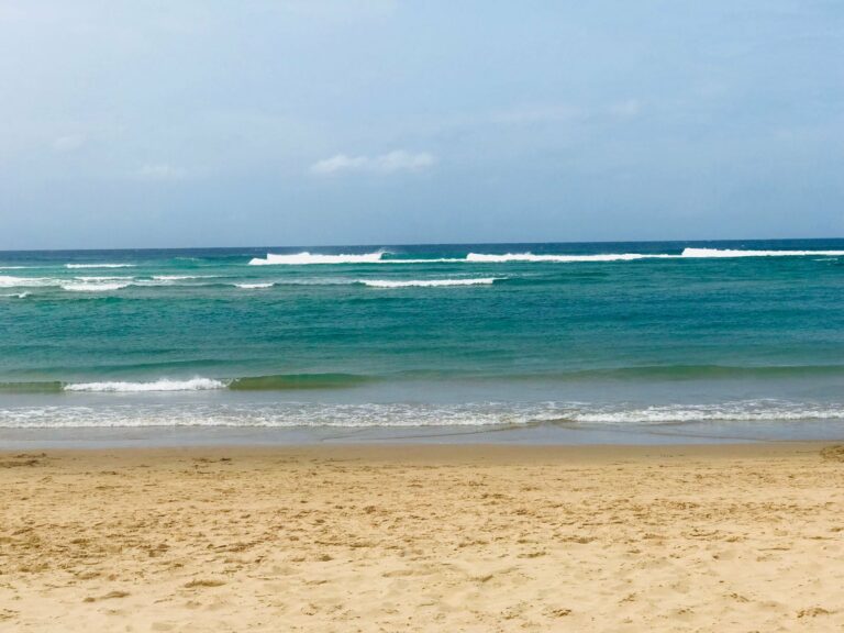 The beach and turquoise sea at Ponta do Ouro, Mozambique