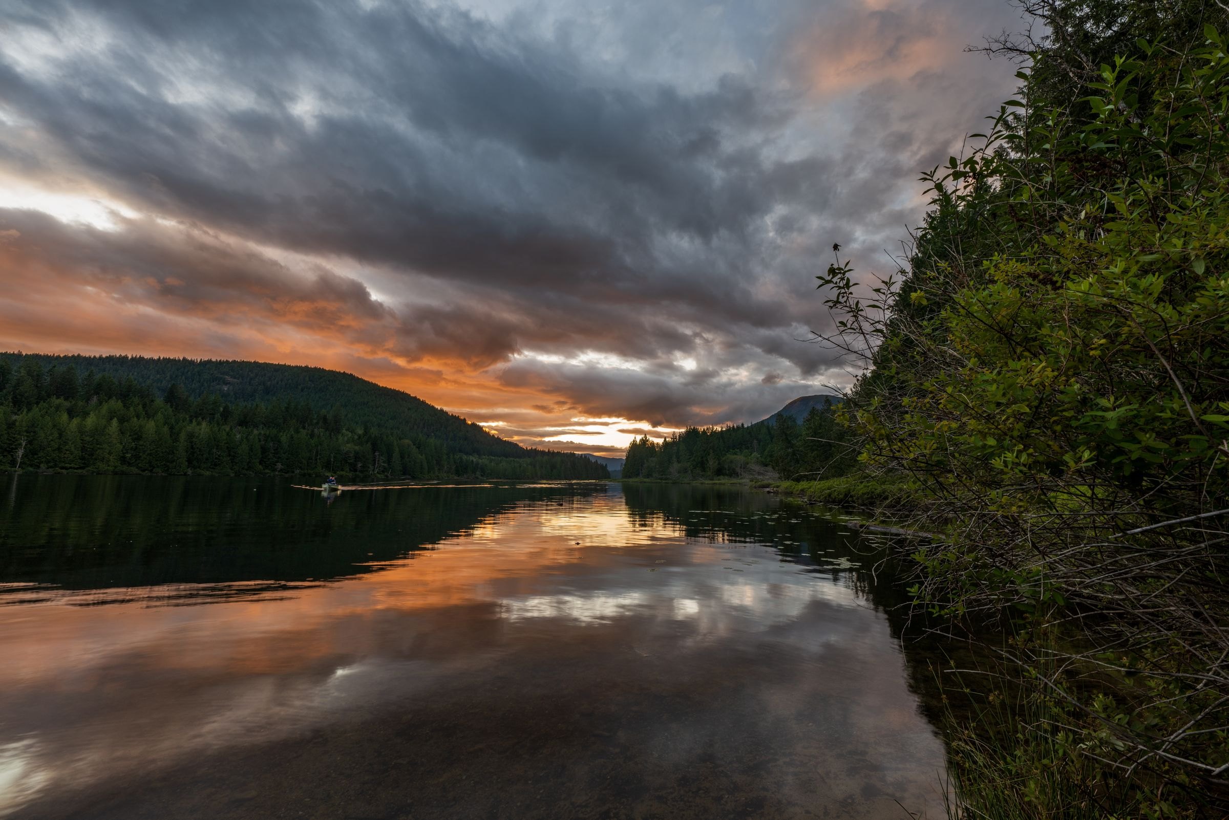 Sunset reflected on the water near Powell River