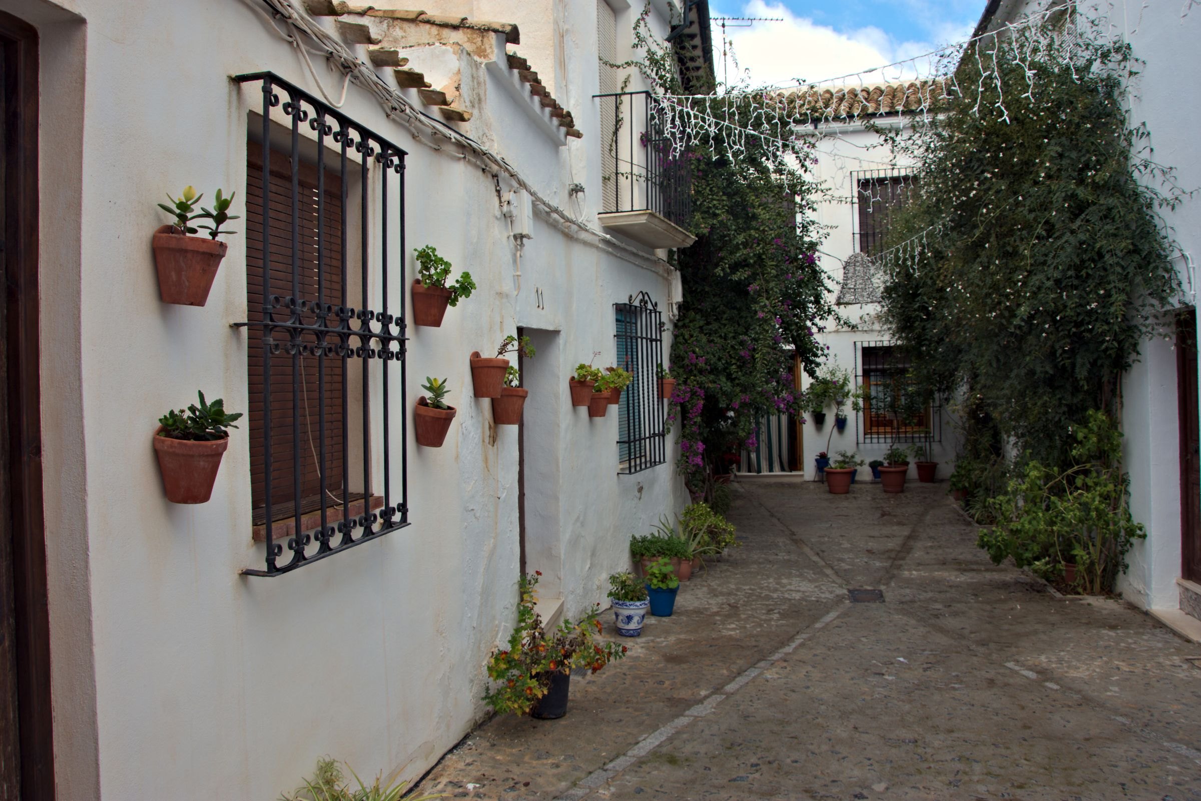 A flower-lined street in Priego de Córdoba