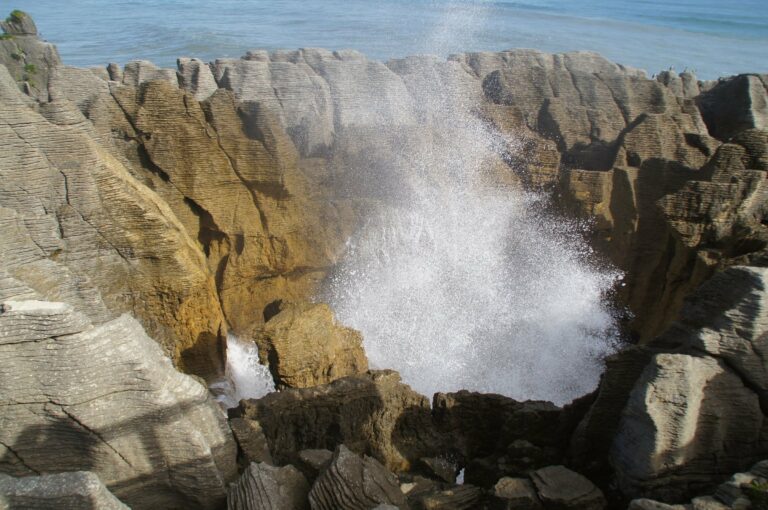 The blowhole at the Pancake Rocks, Punakaiki