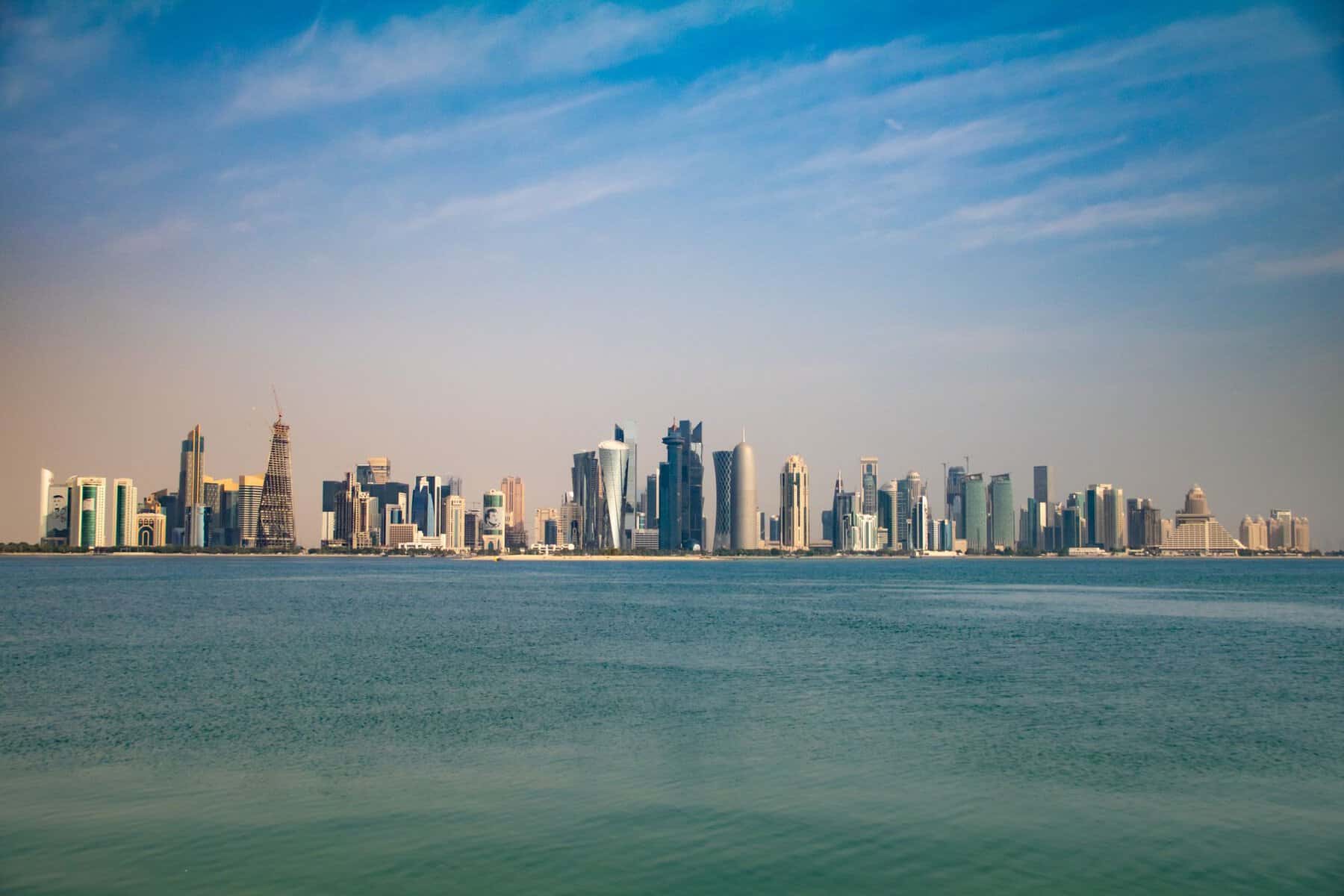 The Doha skyline seen from the Corniche, Qatar