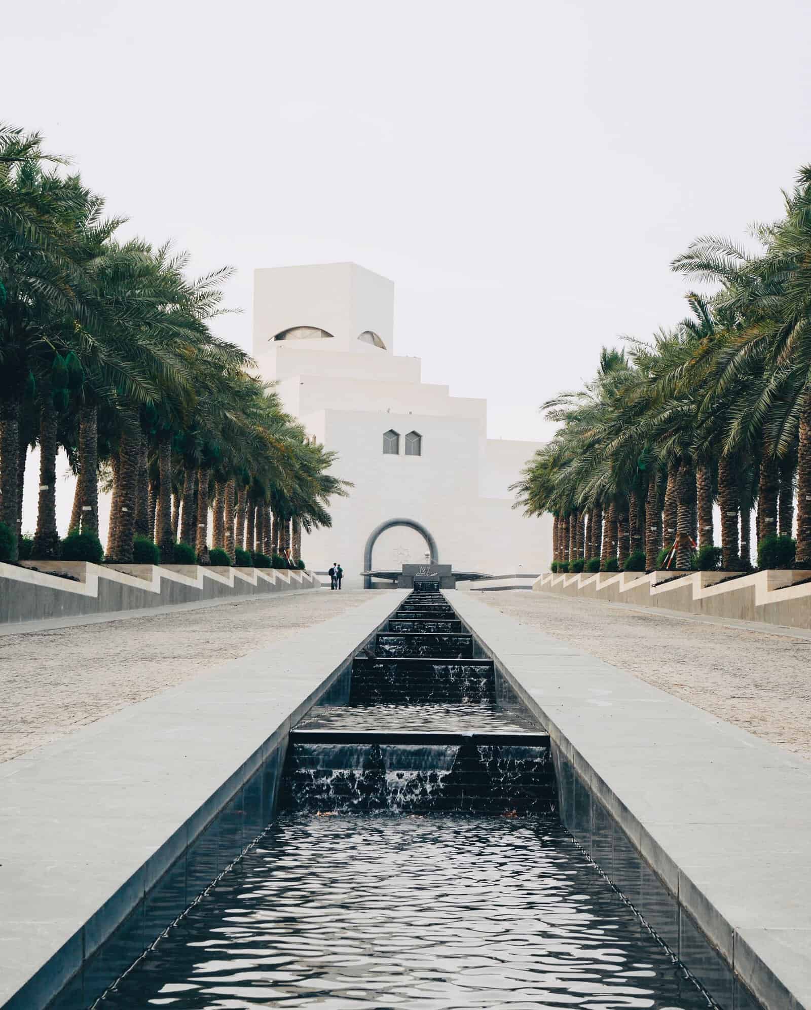 The Museum of Islamic Art in Doha, lined with palm trees