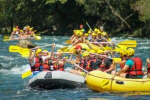 Rafts tackling the rapids