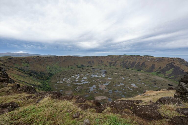 The Rano Kau volcanic crater on Easter Island
