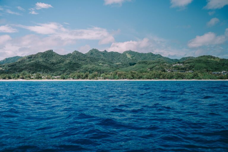Rarotonga's green interior seen from the sea