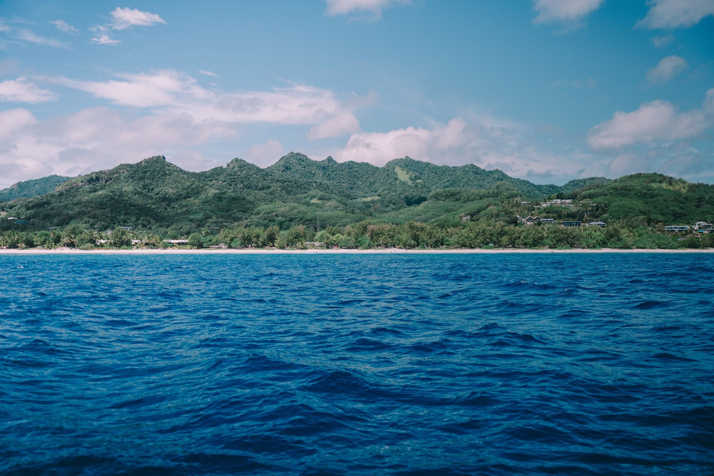 Rarotonga's green interior seen from the sea
