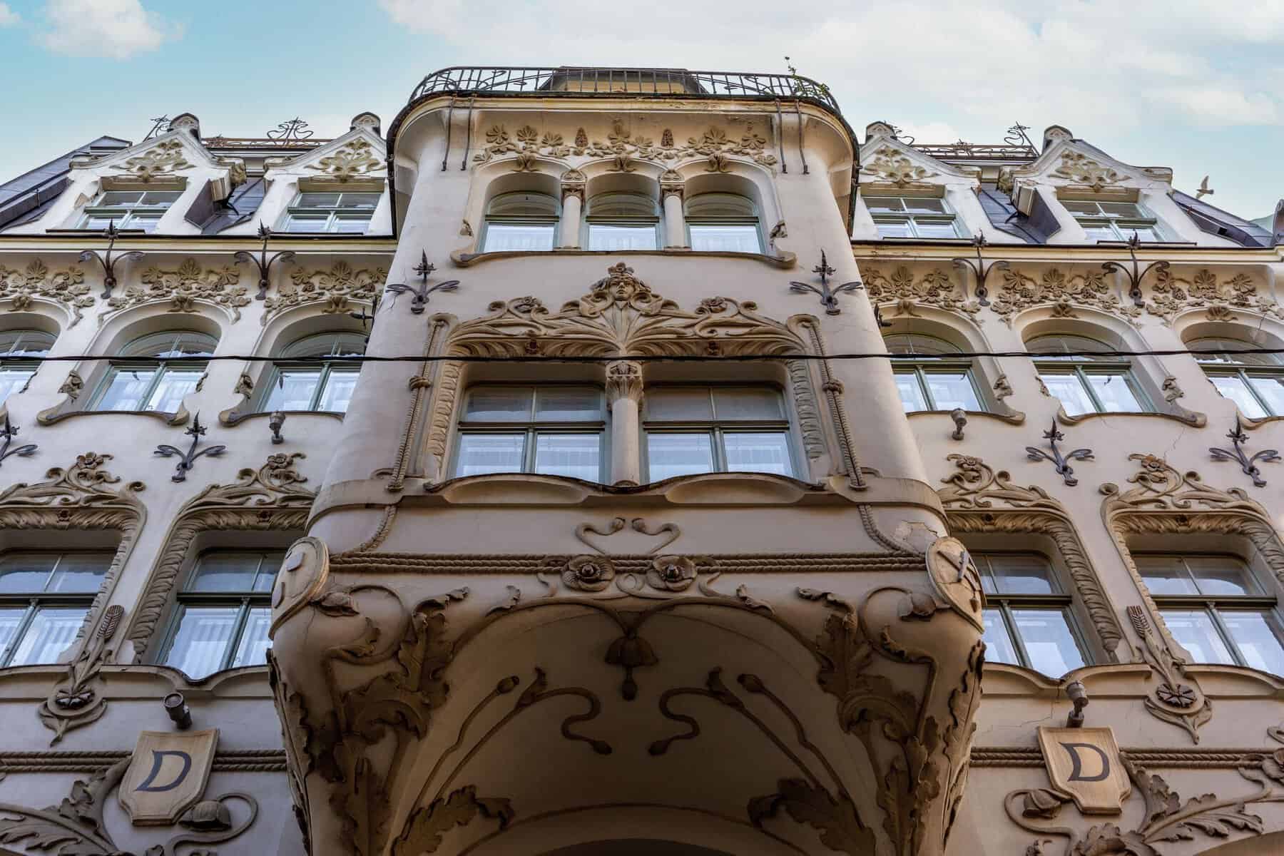 An Art Nouveau facade in Riga, Latvia