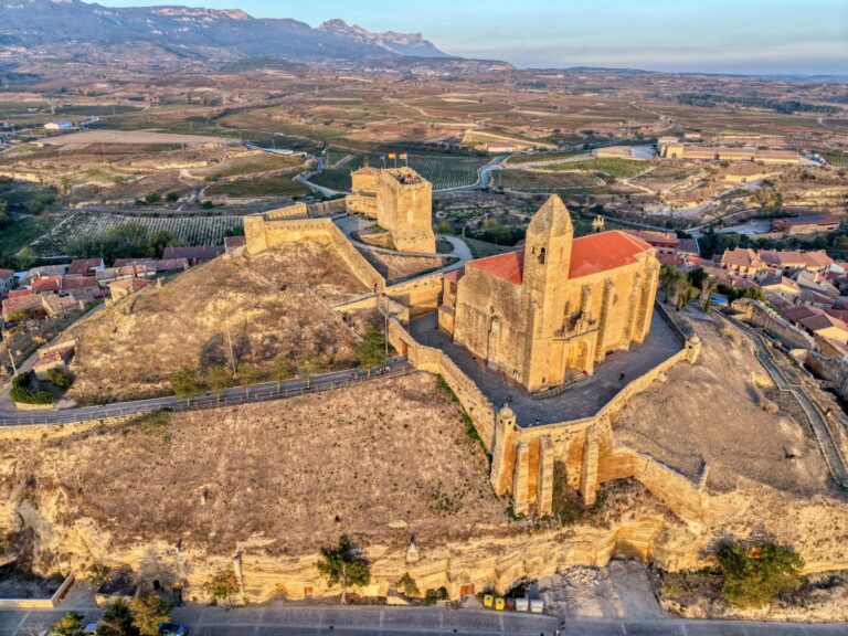 A hilltop castle in La Rioja at sunrise