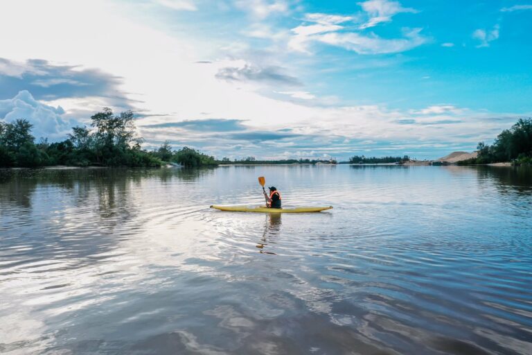 A kayak on a calm river