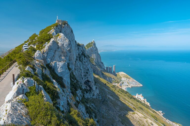 The Rock of Gibraltar above the sea