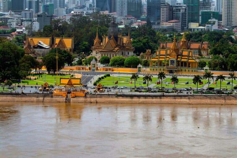 The Royal Palace by the river in Phnom Penh, Cambodia