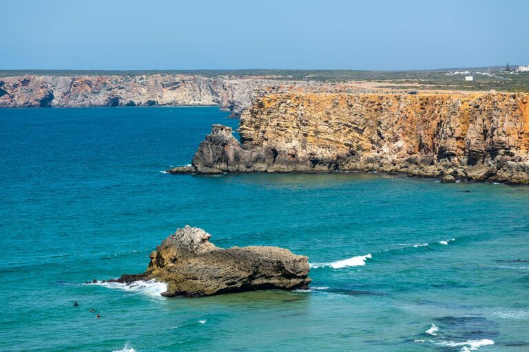 The cliffs of Sagres above a turquoise sea