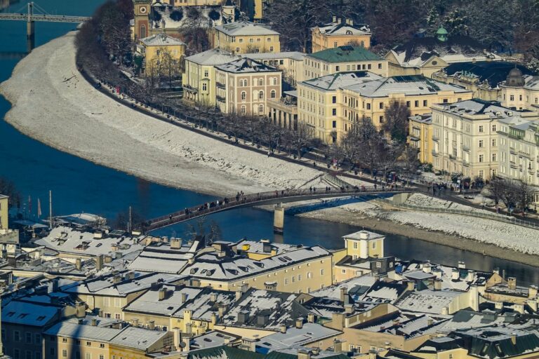 Salzburg from above in winter