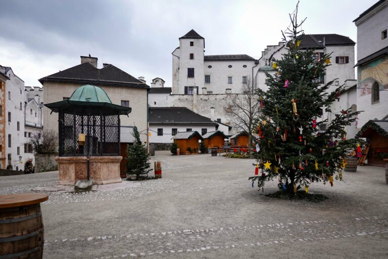 A Christmas tree in a square in Salzburg