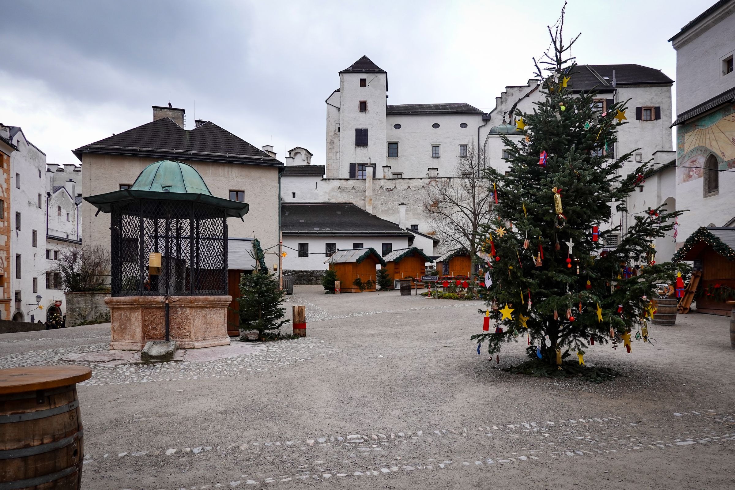 A Christmas tree in a square in Salzburg