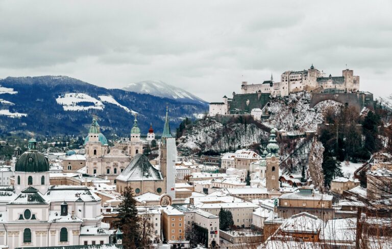 Salzburg and its fortress in winter