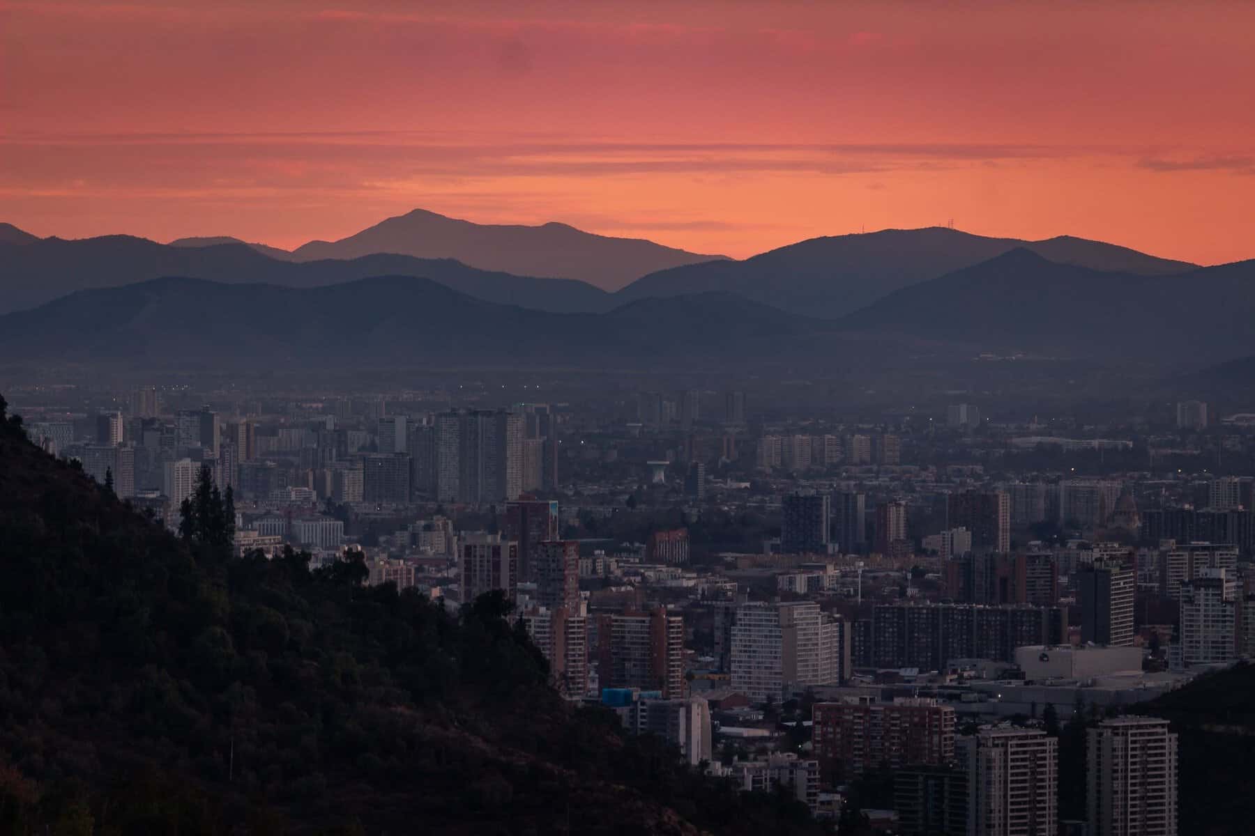 Santiago's skyline at dusk
