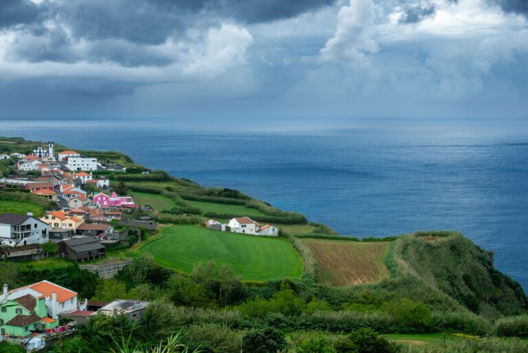 Green fields and coast on Sao Miguel, Azores