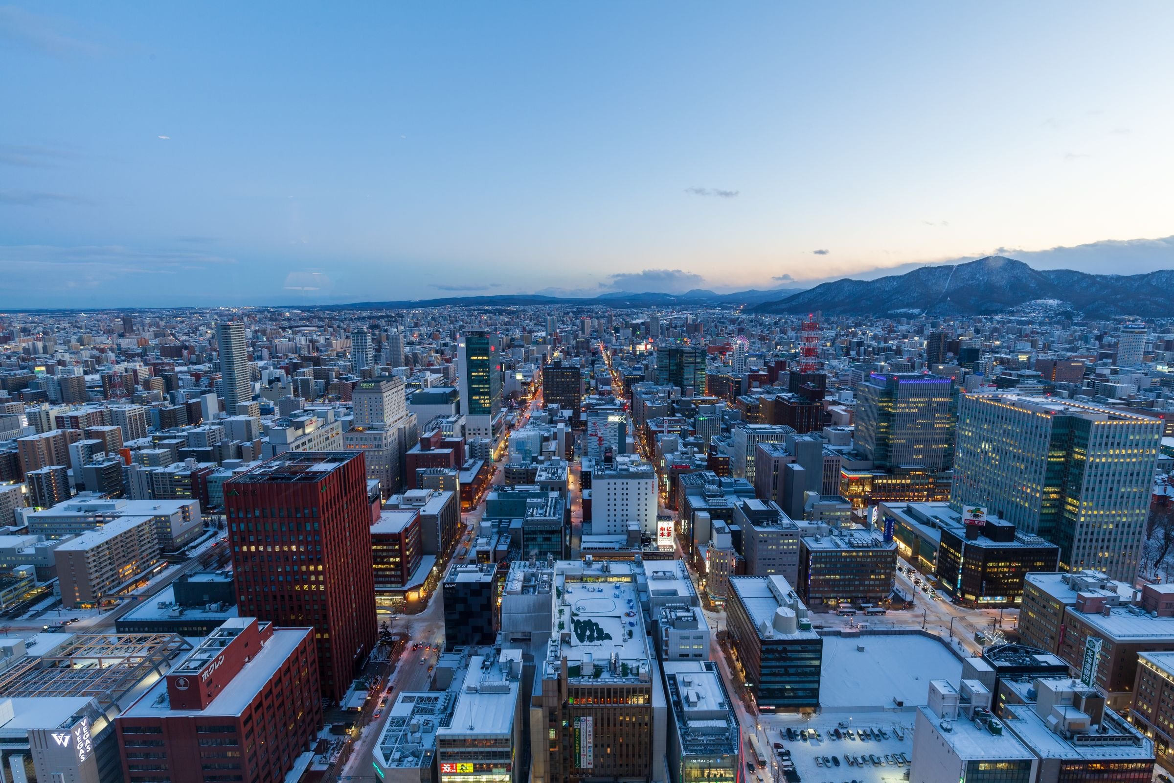 Sapporo at dusk in winter