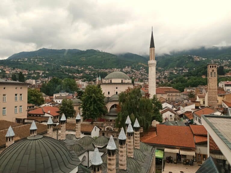 Rooftops and minarets of Sarajevo's old town, Bosnia and Herzegovina