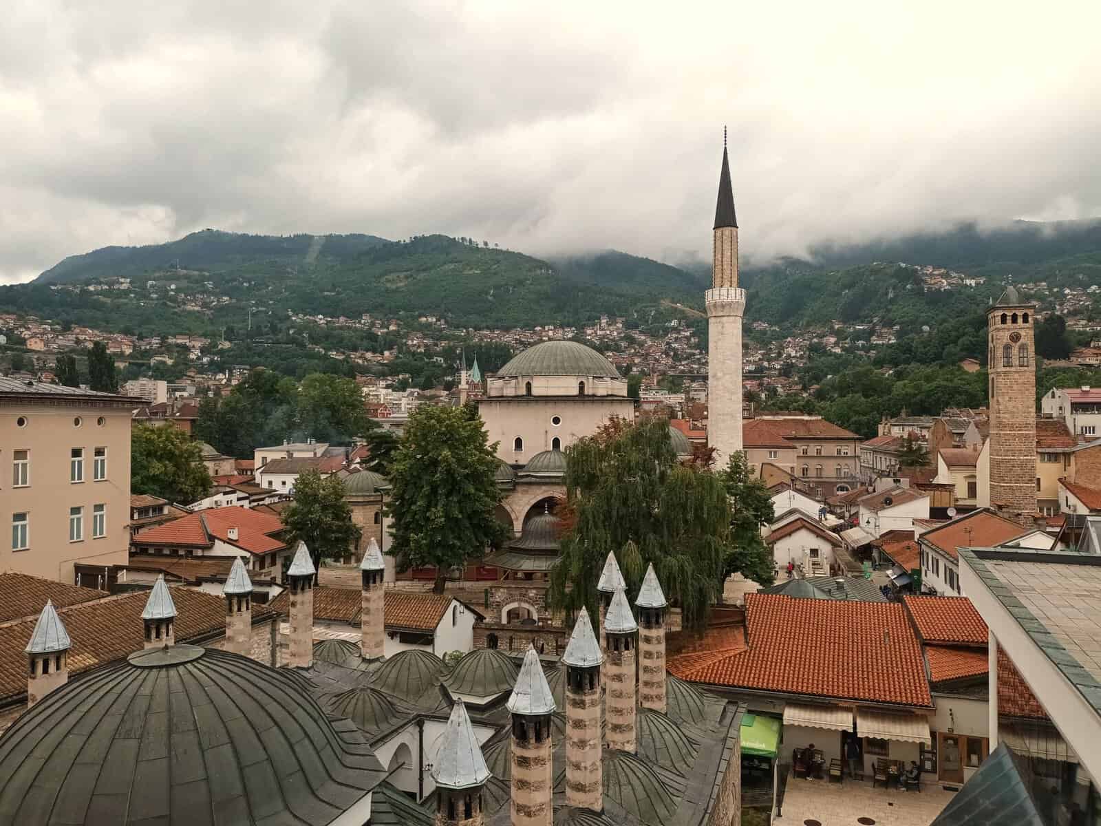 Rooftops and minarets of Sarajevo's old town, Bosnia and Herzegovina