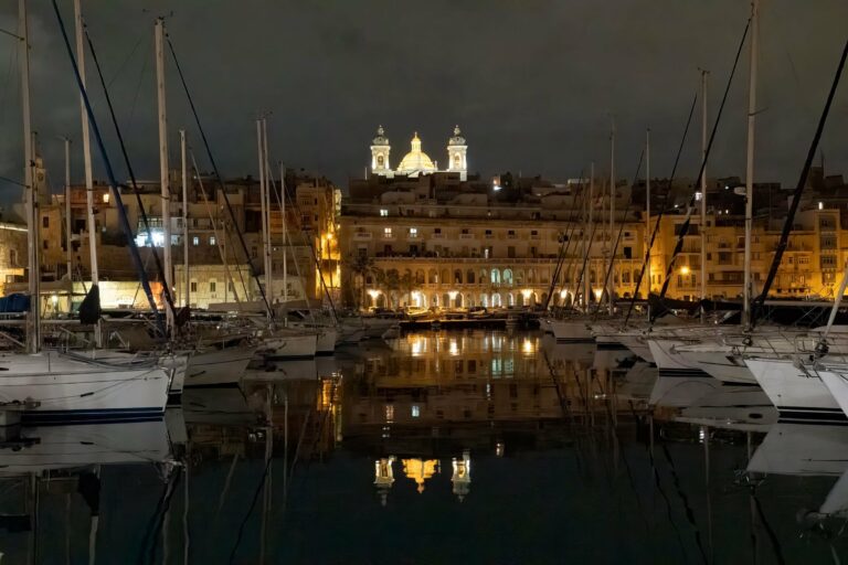 The Senglea waterfront at night