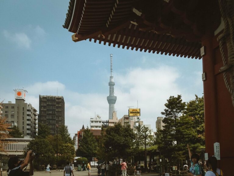 Tokyo Skytree framed by Senso-ji Temple