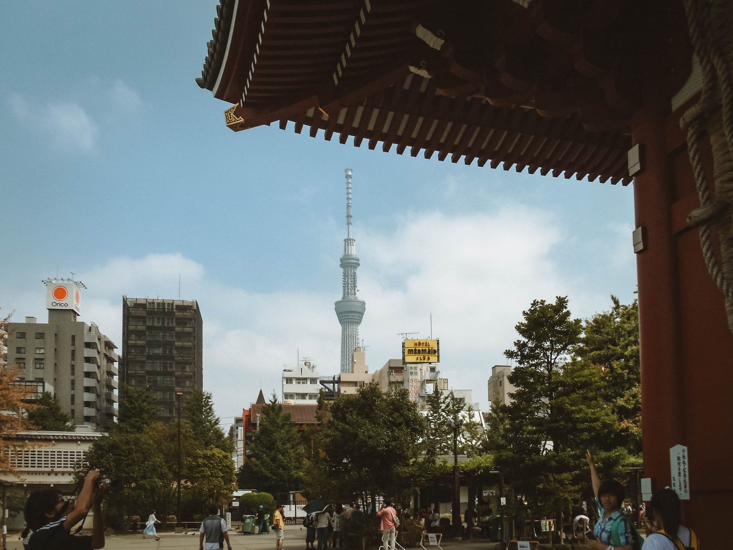 Tokyo Skytree framed by Senso-ji Temple