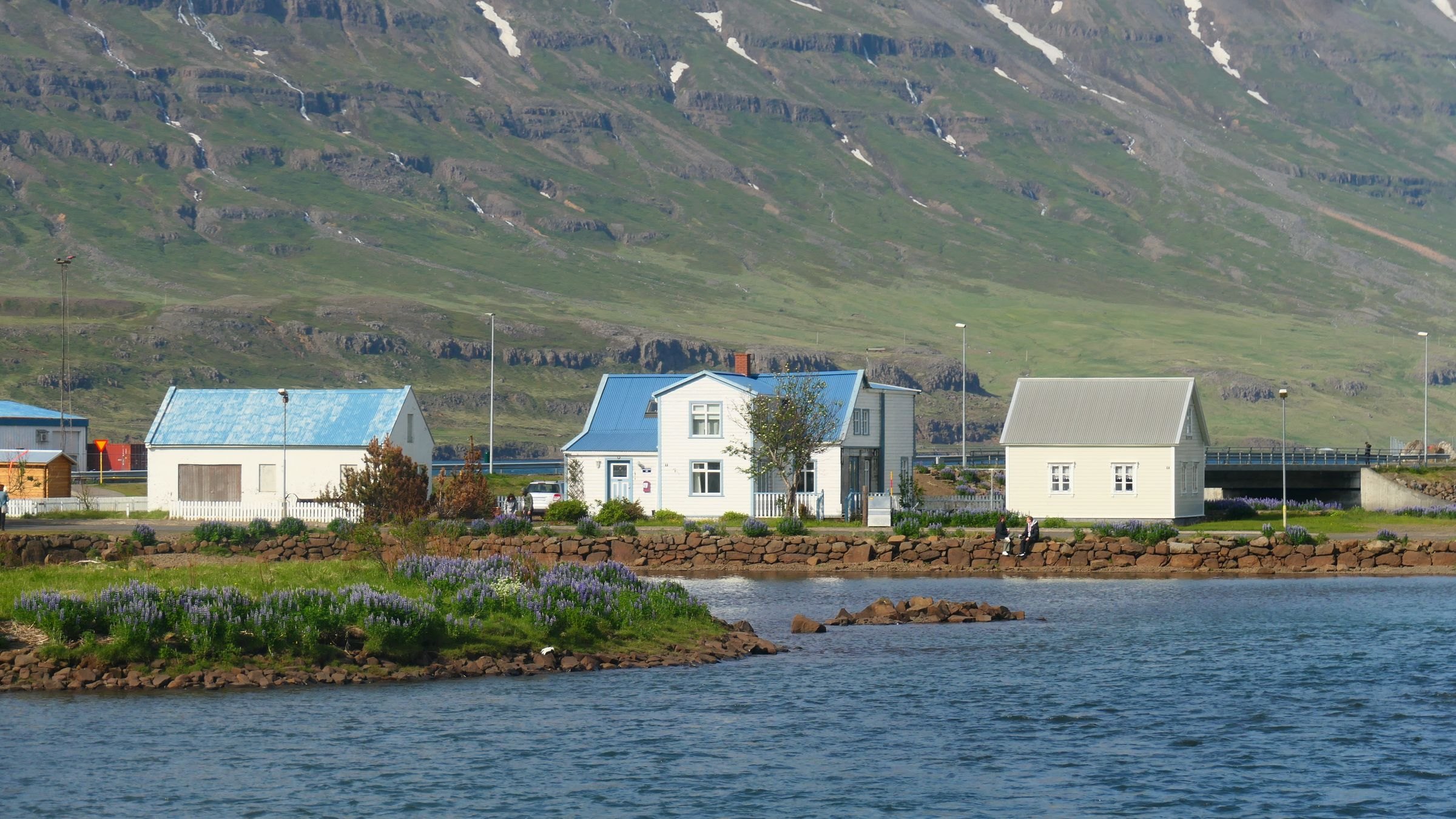 Houses beside the fjord at Seyðisfjörður