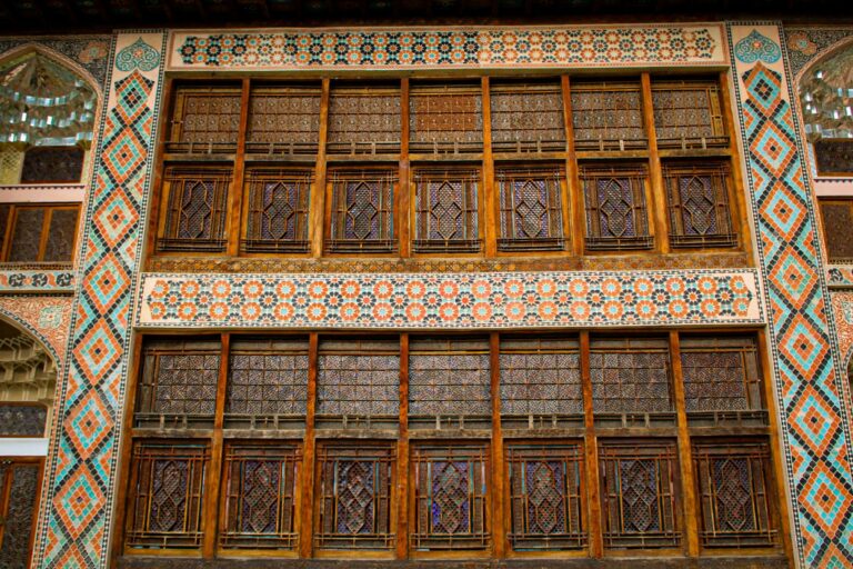 The decorated facade of the Palace of the Sheki Khans