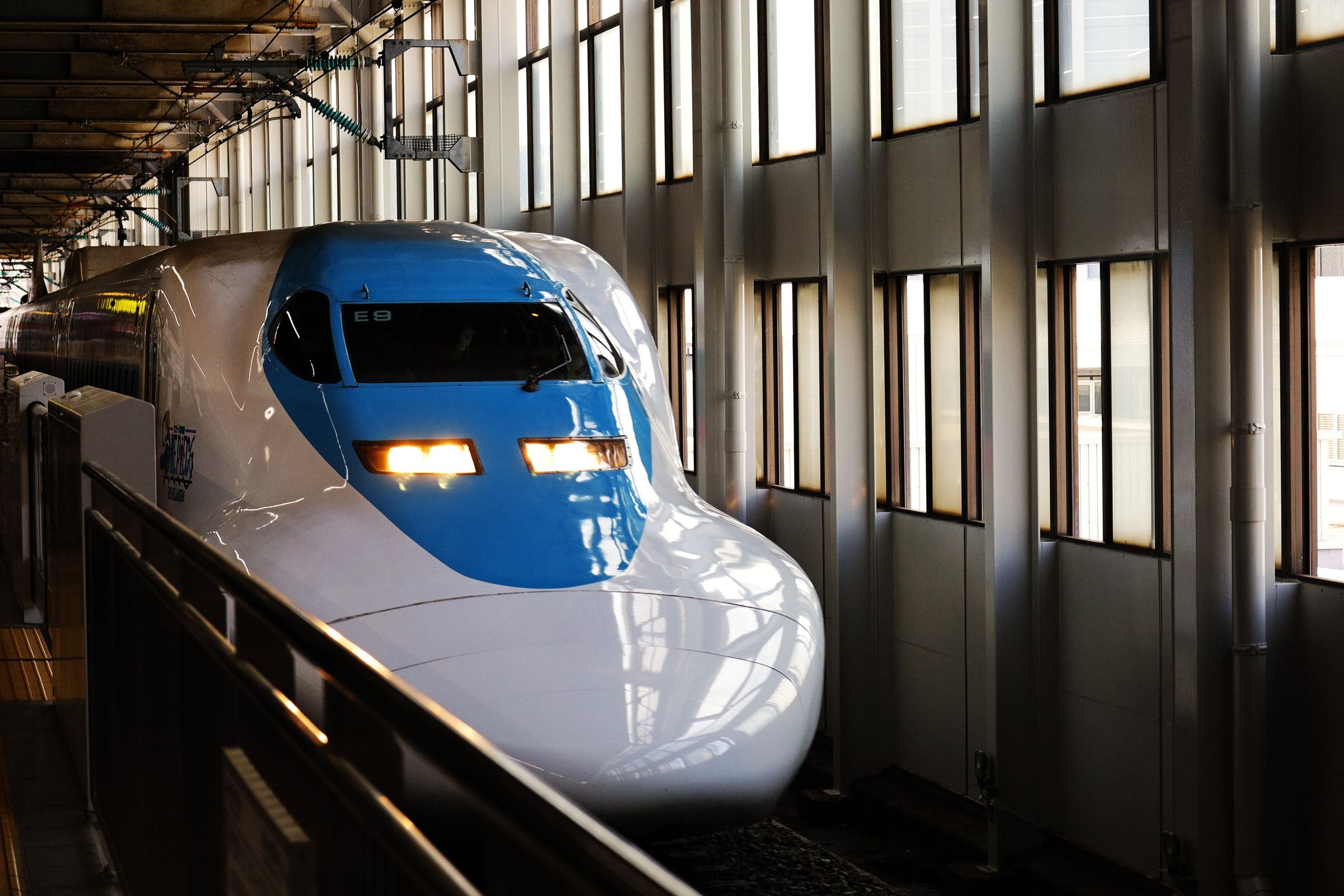 A bullet train at Hiroshima station