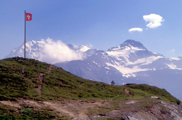 The Swiss flag on the Simplon Pass