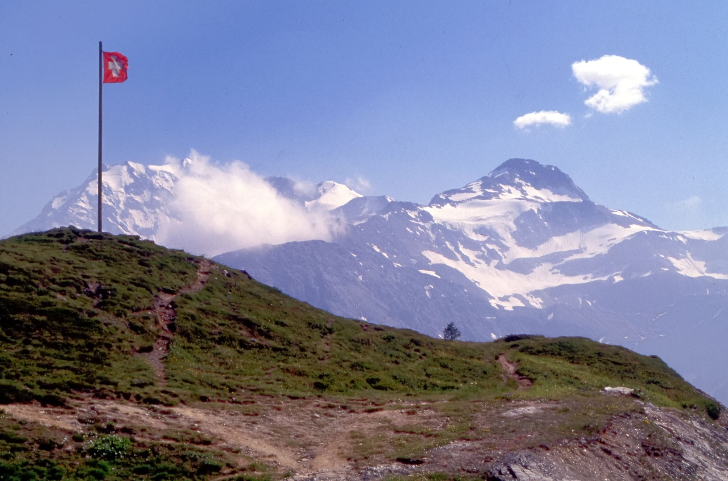 The Swiss flag on the Simplon Pass