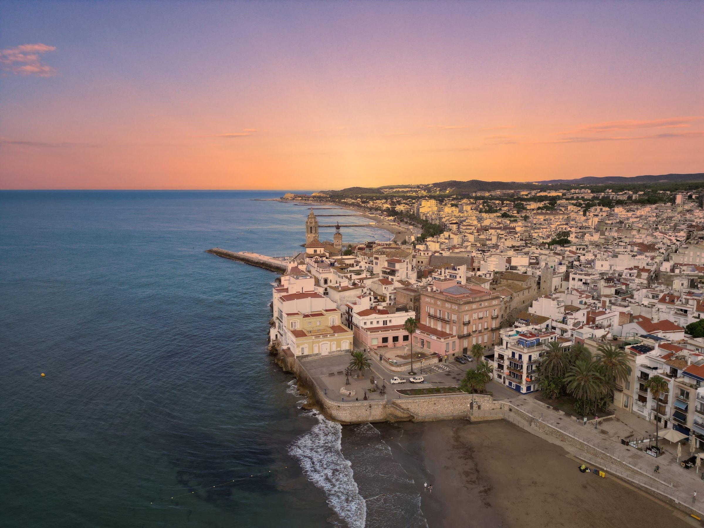 The coastal town of Sitges from above