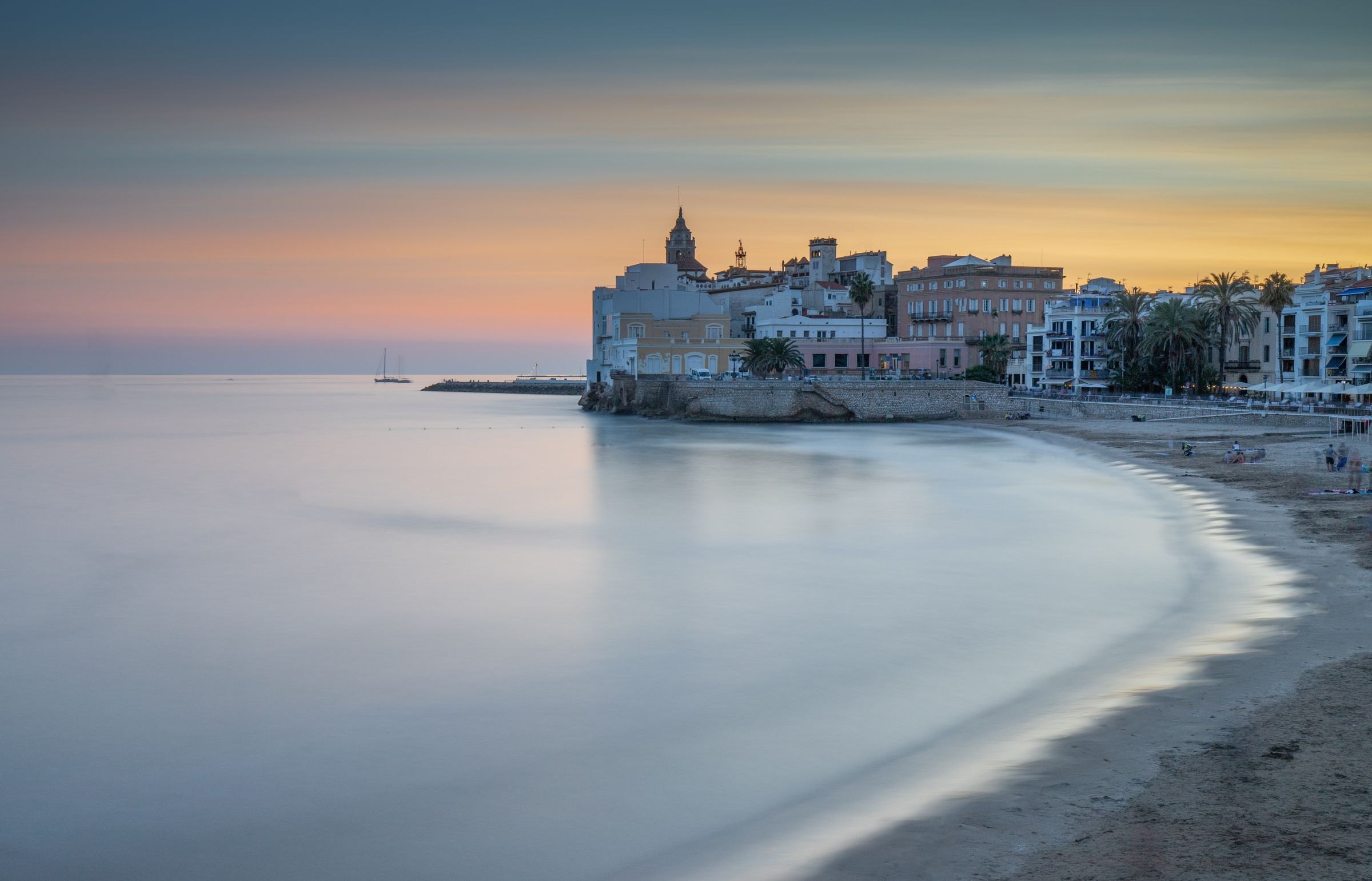 Sitges beach at twilight