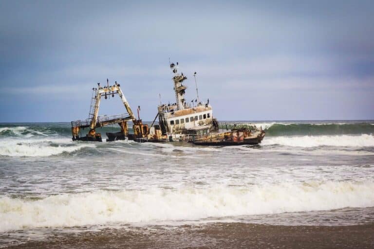 A shipwreck on the Skeleton Coast near Swakopmund, Namibia