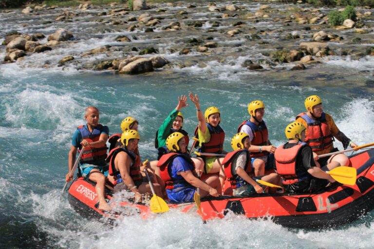 Whitewater rafting on a turquoise river