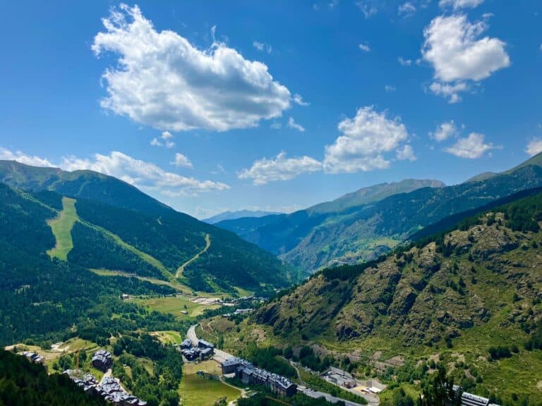 Green valleys and mountains around Soldeu in summer, Andorra