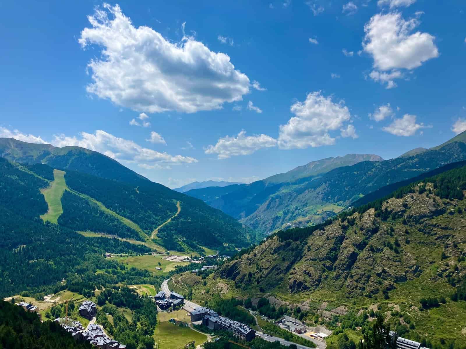 Green valleys and mountains around Soldeu in summer, Andorra