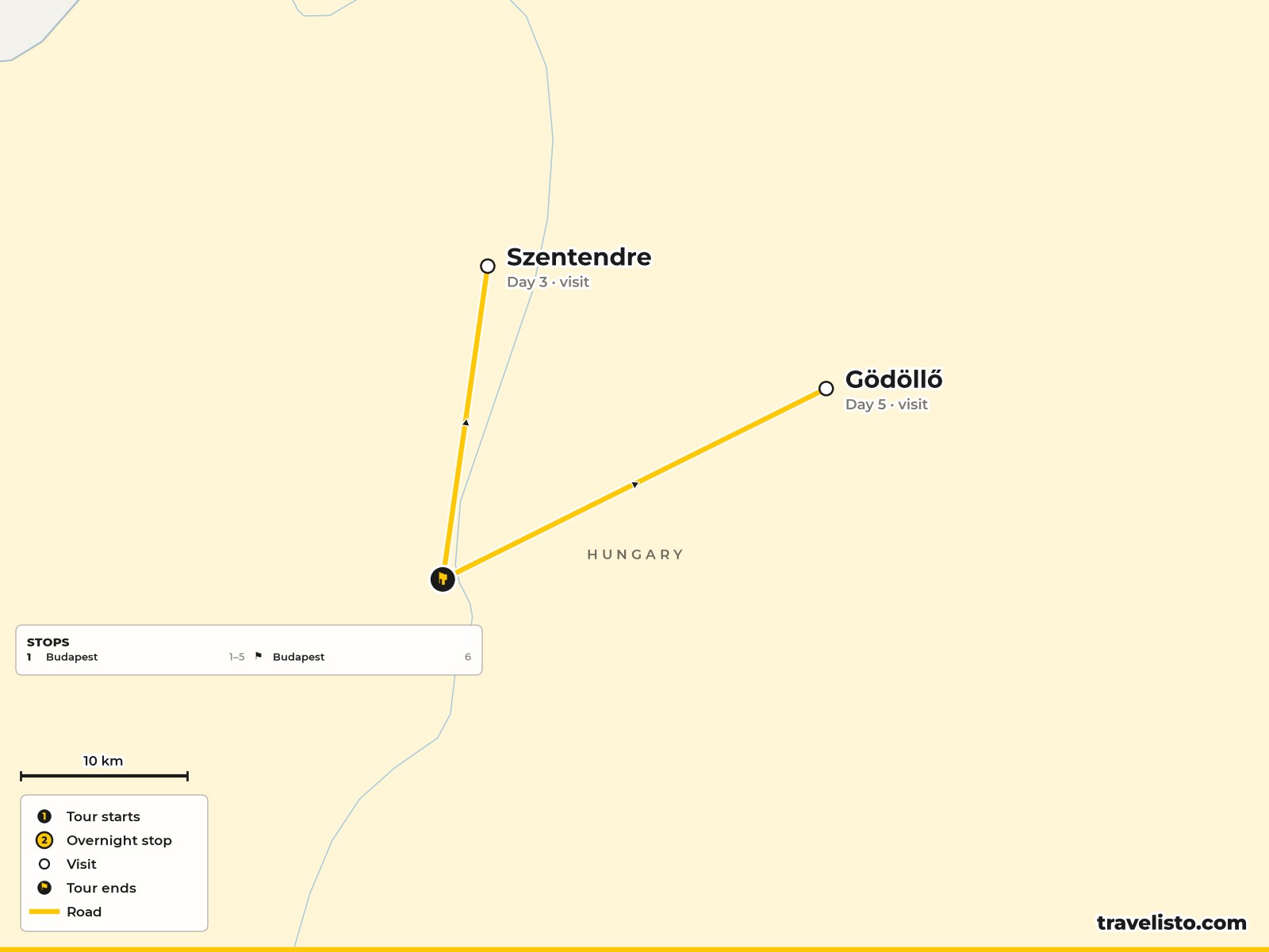 Map of Budapest and Szentendre on the Danube