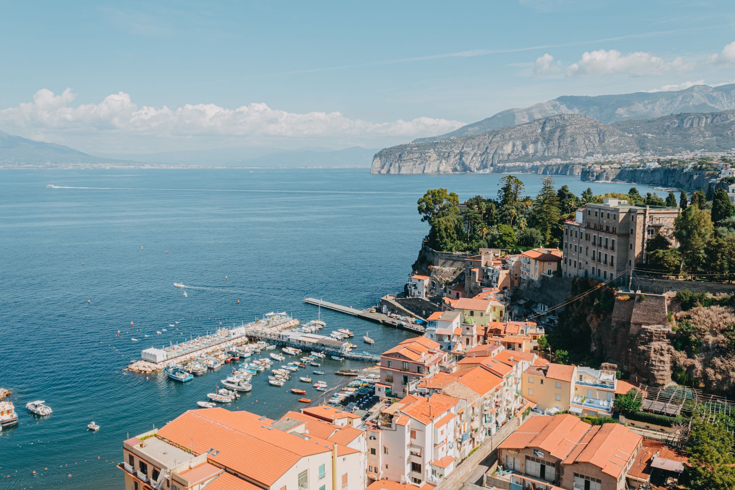 Sorrento's harbour and coastline from above