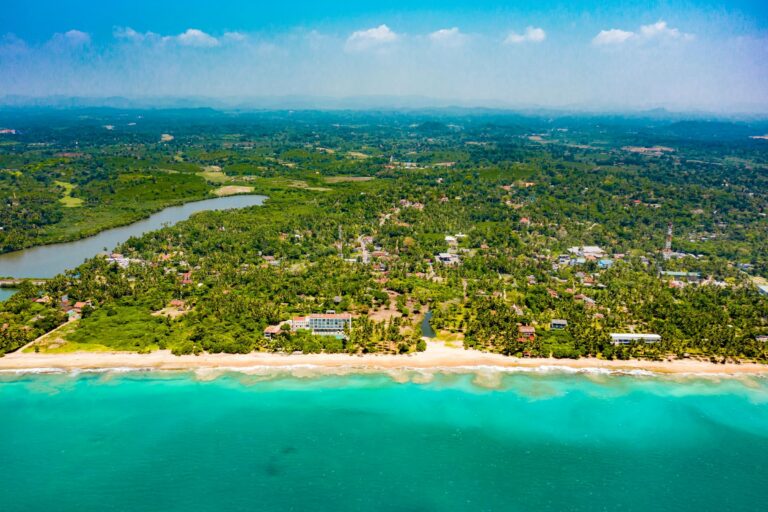 The tropical coast of Sri Lanka from above