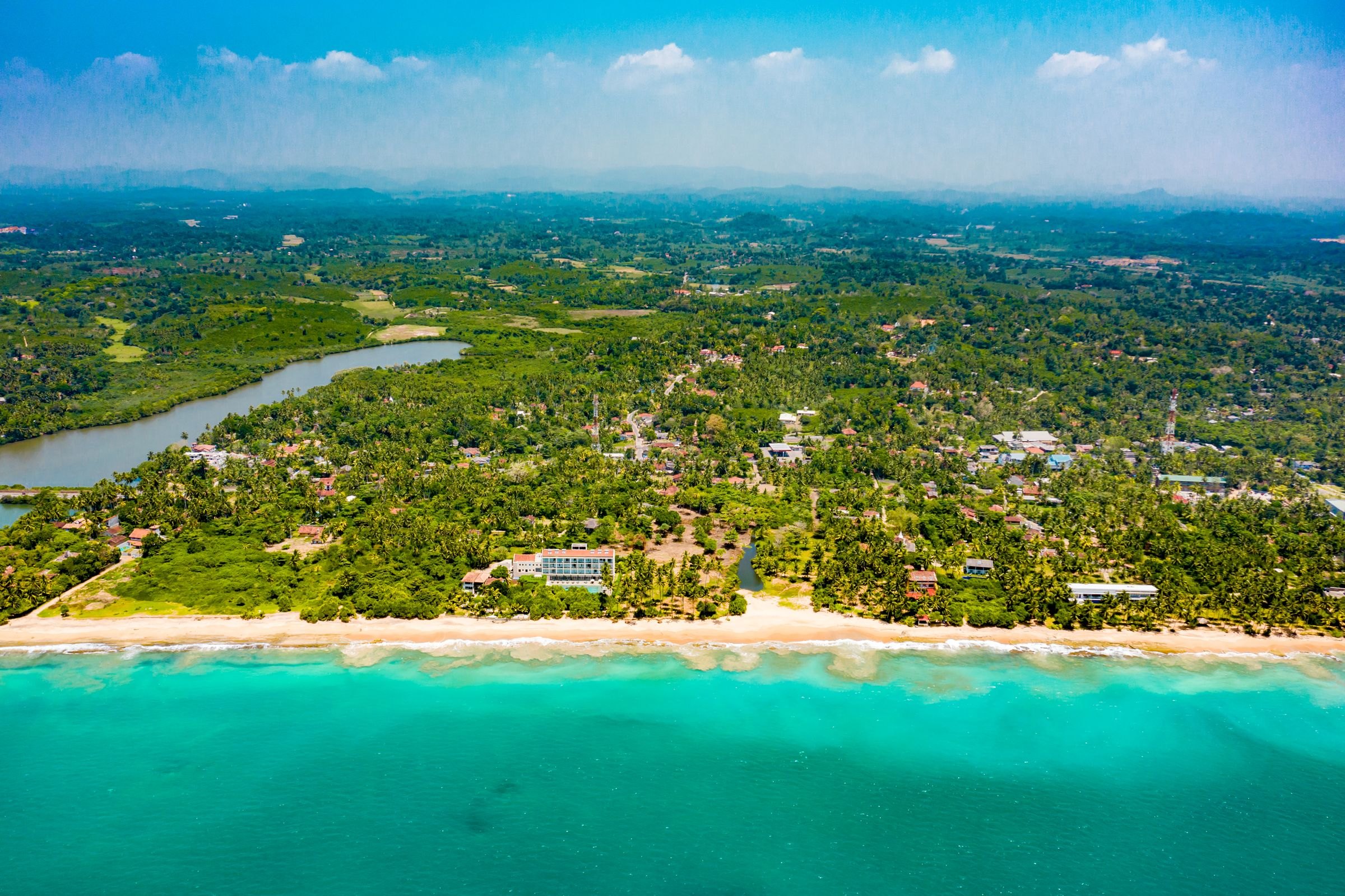 The tropical coast of Sri Lanka from above