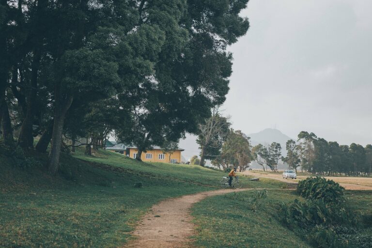 A cyclist on a country path in Sri Lanka